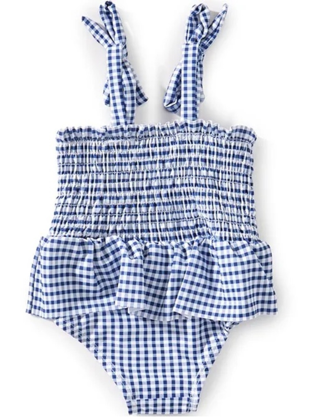 Adventure Wear Blue Gingham Smocked One-Piece Swimsuit for Kids
